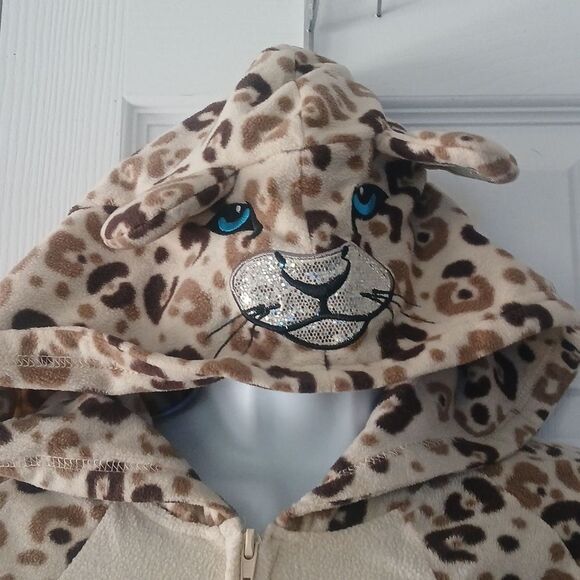 Joe Boxer Leopard print hooded onesie pajama coverall Sz  XL EUC - Picture 4 of 9